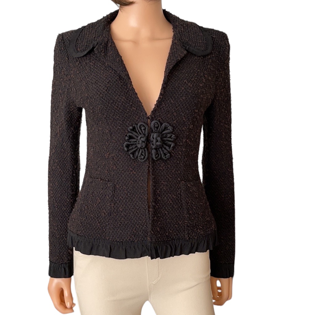 Vintage Nanette Lapore Black Brown Textured Feminine Blazer